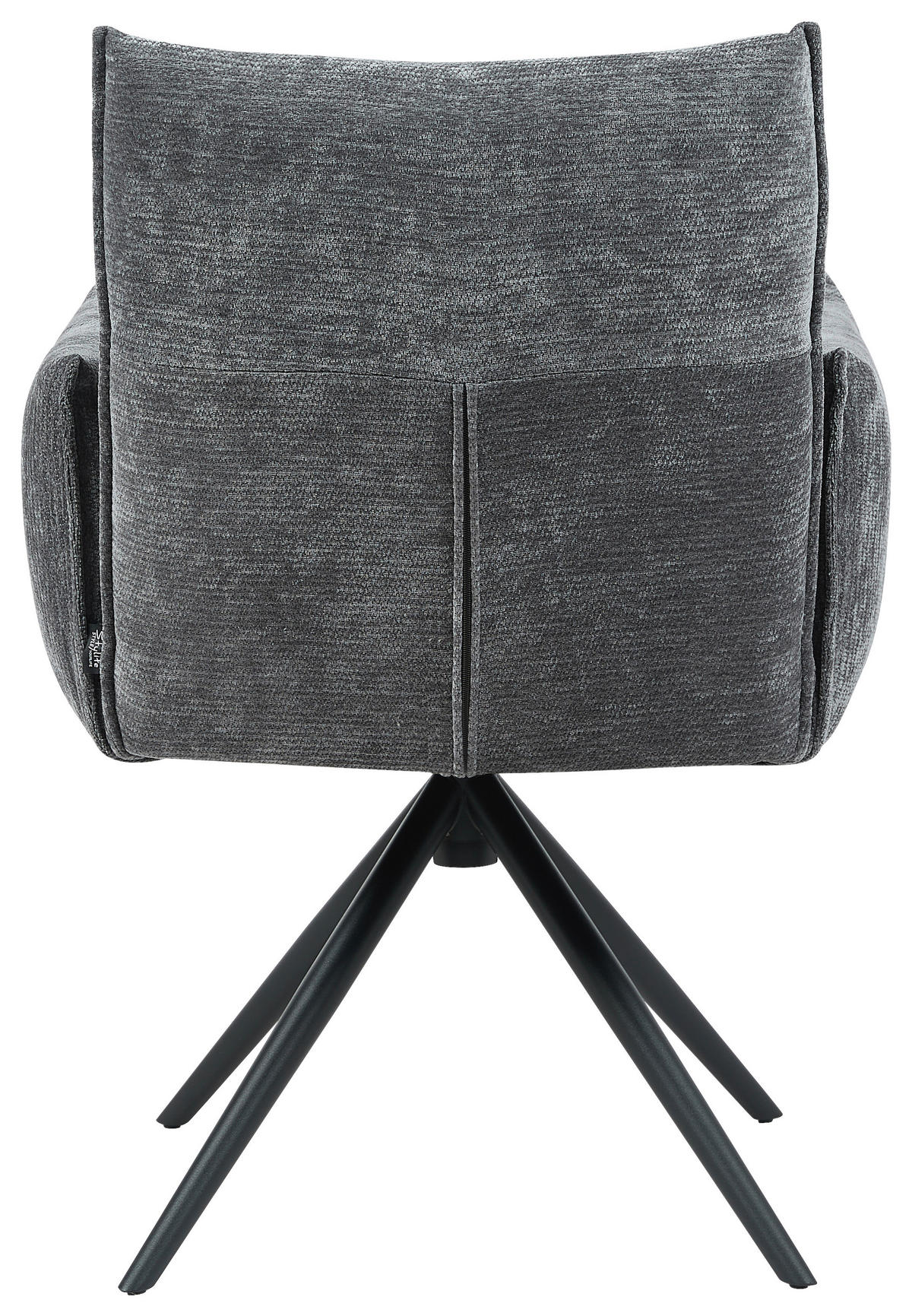 ARMLEHNSTUHL  Sitzfläche 360° drehbar, automatische Rückholfunktion Leinenoptik  - Schwarz/Grau, Design, Textil/Metall (67/86/62cm) - Stylife