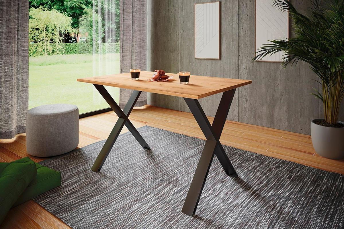 SCHREIBTISCH 160/80/76 cm  in Schwarz, Honigeiche  - Honigeiche/Schwarz, Design (160/80/76cm) - MID.YOU