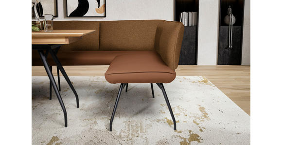 ECKBANK 165/225 cm  in Rostfarben  - Rostfarben/Schwarz, Design, Textil/Metall (165/225cm) - Moderano