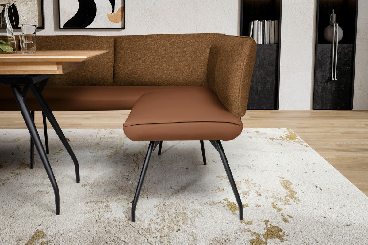 ECKBANK 165/225 cm  in Rostfarben  - Rostfarben/Schwarz, Design, Textil/Metall (165/225cm) - Moderano