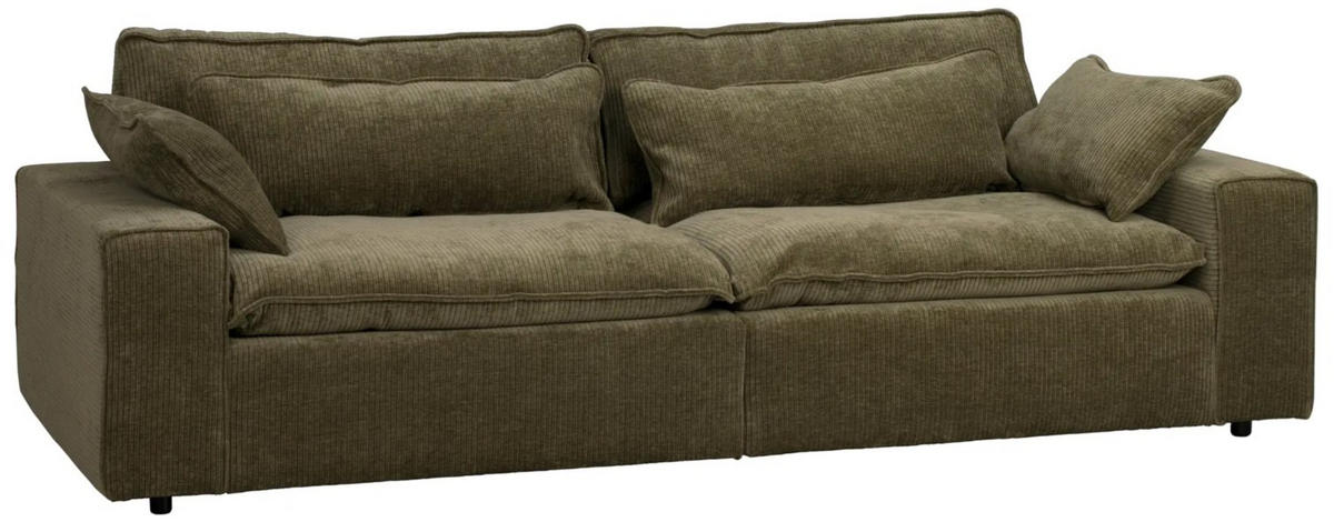 3-SITS SOFFA i manchester grön  - grön/svart, Klassisk, metall/trä (259/85/116cm) - Rowico