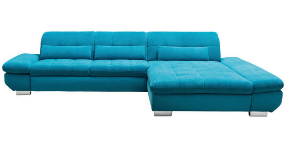 ECKSOFA in Mikrofaser Türkis  - Türkis/Schwarz, Design, Textil/Metall (204/341cm) - Xora