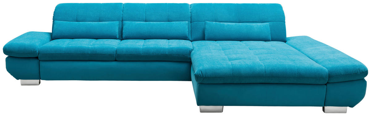 ECKSOFA Türkis Mikrofaser  - Türkis/Schwarz, Design, Textil/Metall (204/341cm) - Xora