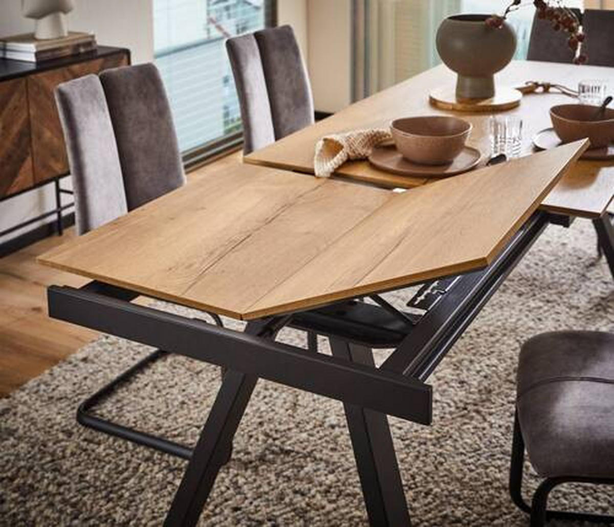 ESSTISCH in Metall, Holzwerkstoff 140/90/75 cm  - Eichefarben/Anthrazit, Design, Holzwerkstoff/Metall (140/90/75cm) - Venjakob