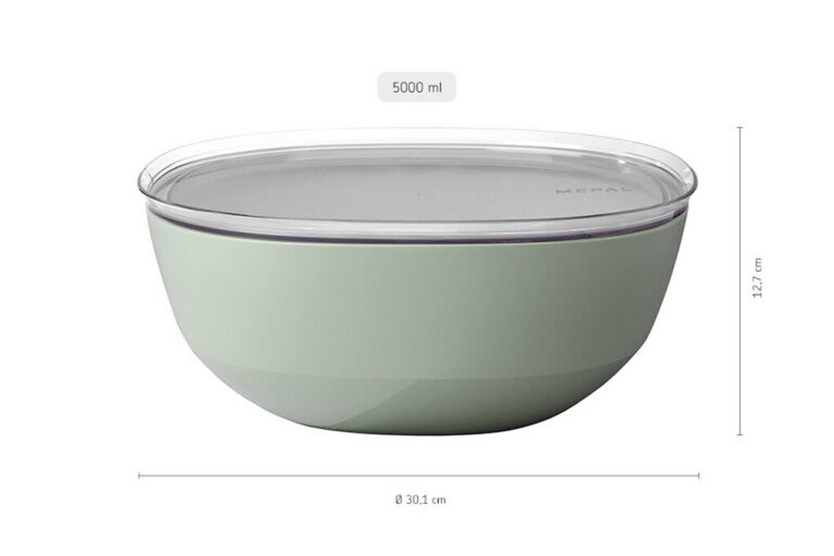 SALATSCHÜSSEL  Silueta  - Transparent/Salbeigrün, KONVENTIONELL, Kunststoff (30,1/12,7cm) - Mepal