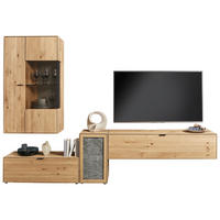 WOHNWAND  Wildeiche 298,2/206,6/37,1 cm  - Wildeiche/Schwarz, Natur, Glas/Holz (298,2/206,6/37,1cm) - Valnatura