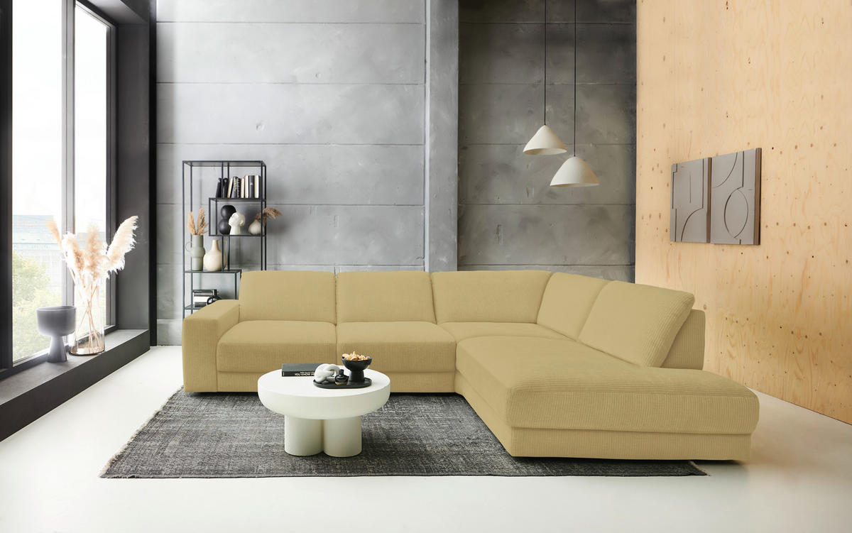 ECKSOFA in Chenille, Jacquard Honig  - Schwarz/Honig, Design, Kunststoff/Textil (316/242cm) - Niels Andersson