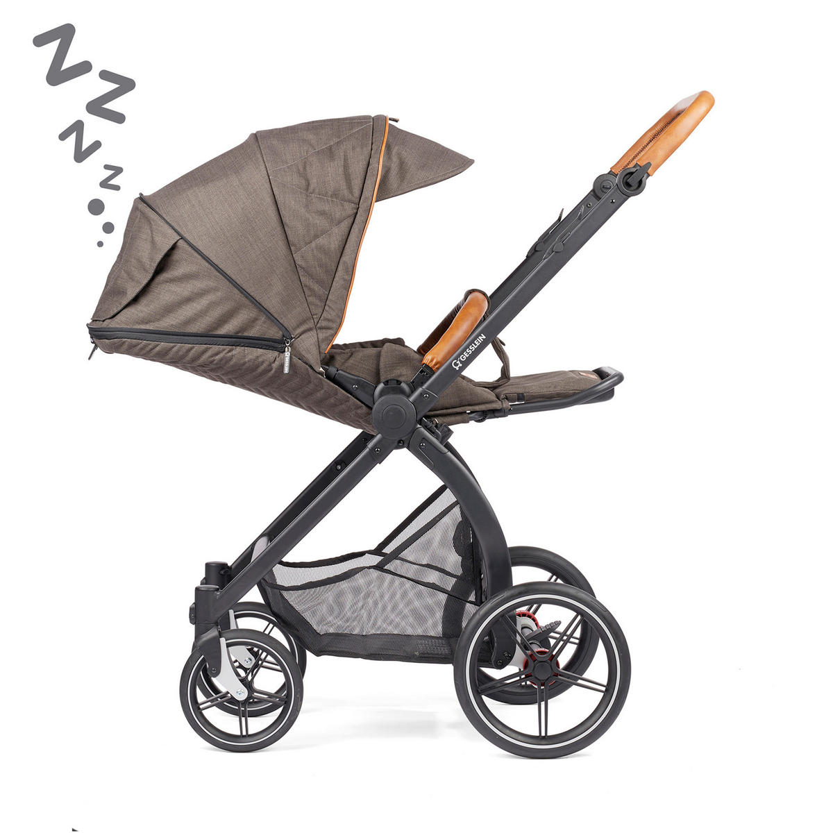 KOMBIKINDERWAGEN FX4 Style Set  - Dunkelbraun/Schwarz, Basics, Textil/Metall (57/129/100cm) - Gesslein