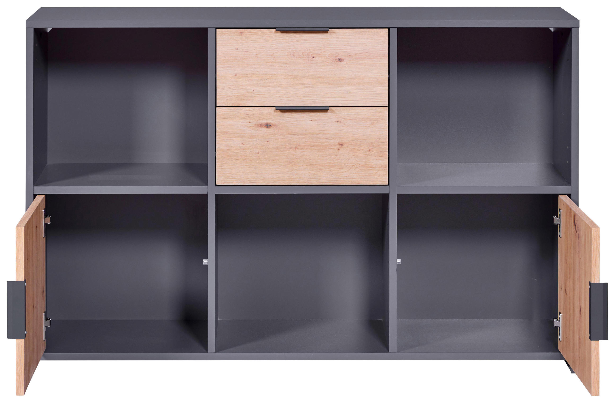 Thumbnail - Livetastic Kommode, Anthrazit, Eiche Artisan, Metall, 2 Schublade(n) Schubladen, 120x77x30 cm, Wohnzimmer, Kommoden & Si...