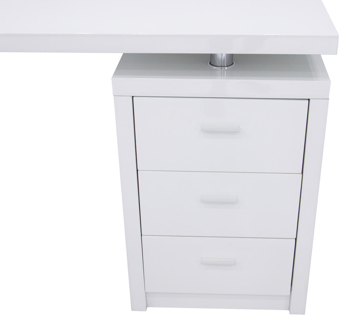 SCHREIBTISCH  in Weiss Hochglanz  - Weiss Hochglanz/Chromfarben, Modern, Holzwerkstoff/Metall (120/75/55cm) - MID.YOU