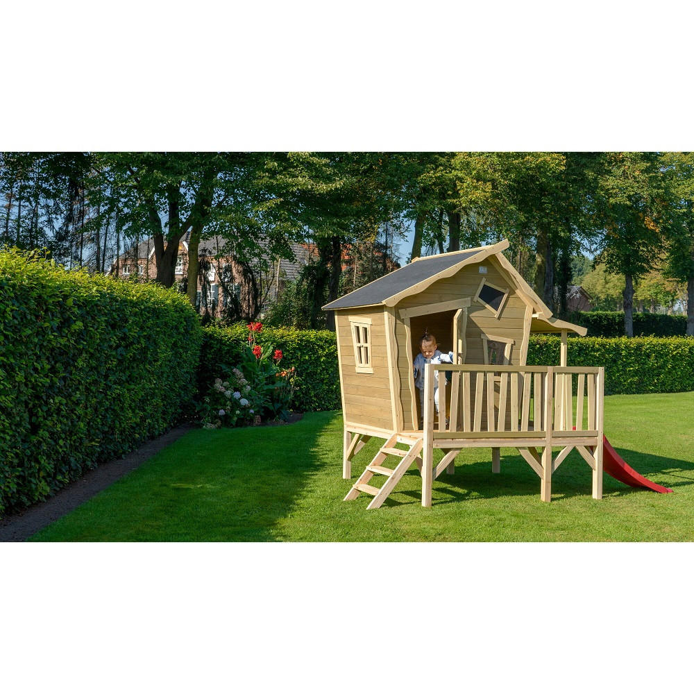 SPIELHAUS  - Rot/Naturfarben, KONVENTIONELL, Holz (322/184/227cm) - EXIT Toys