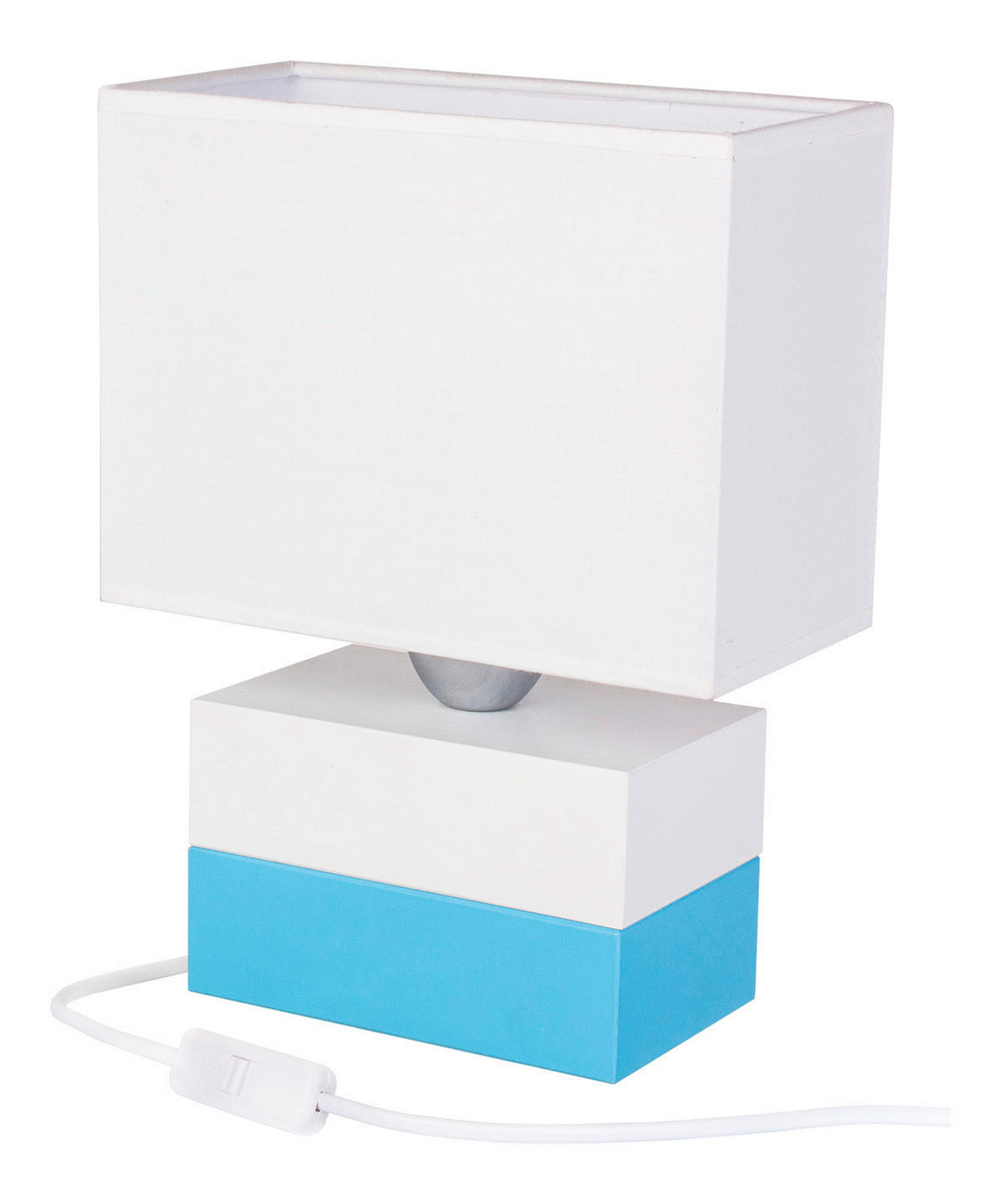 STOLNÁ LAMPA, E27, 20/10,5/27 cm - modrá/prírodná farba, Basics, drevo (20/10,5/27cm)