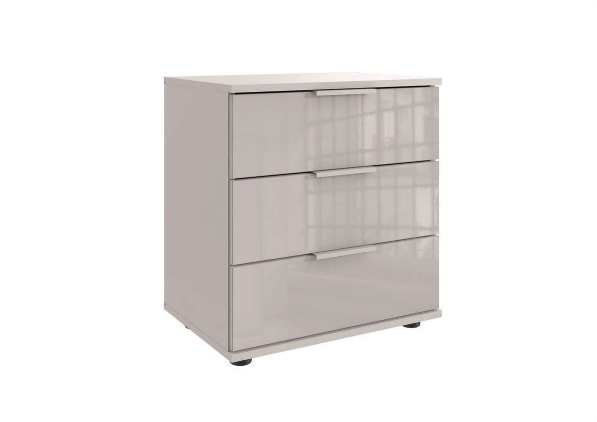 NACHTSCHRANK 52/58/38 cm, Kaschmir,  - Kaschmir/Schwarz, MODERN, Glas/Holzwerkstoff (52/58/38cm) - P & B