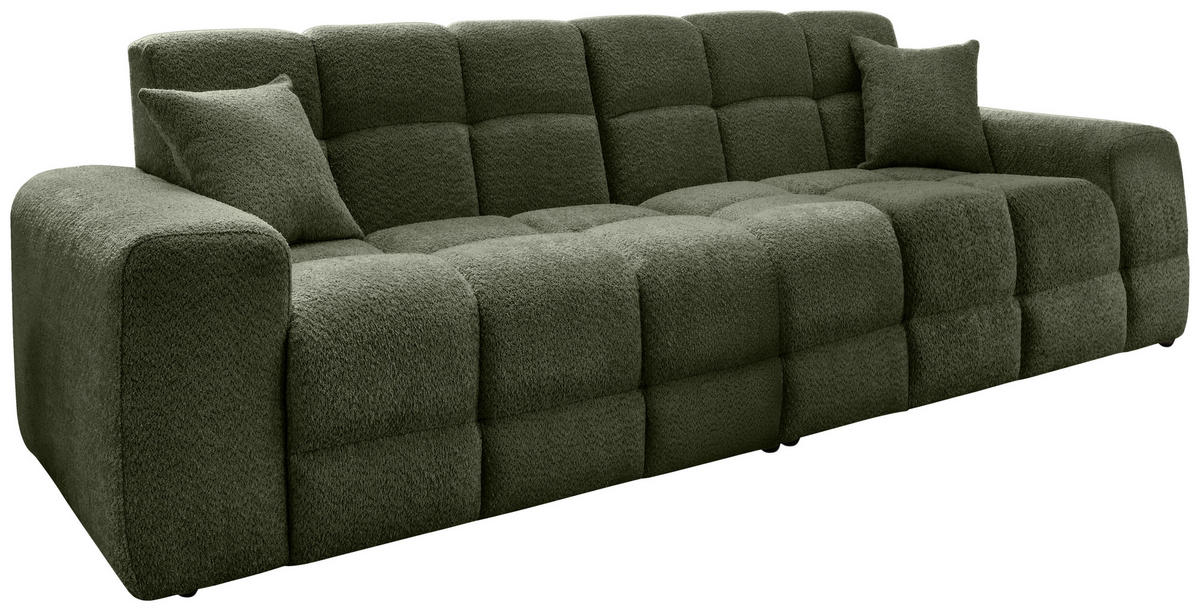 VIERSITZER-SOFA in Bouclé Waldgrün  - Waldgrün/Schwarz, MODERN, Kunststoff/Textil (300/87/120cm) - Livetastic