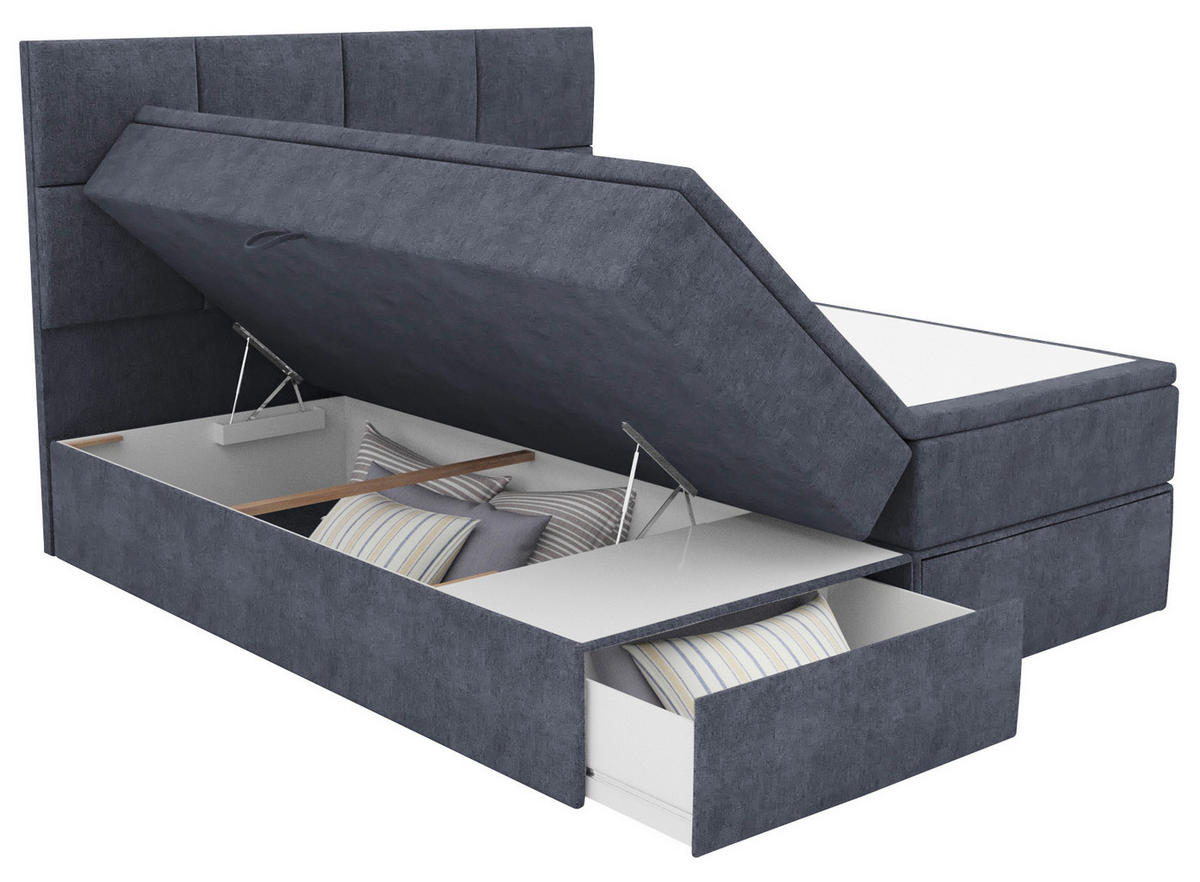 BOXBETT 140/200 cm  in Dunkelgrau  - Dunkelgrau/Schwarz, Konventionell, Kunststoff/Textil (140/200cm) - Boxxx
