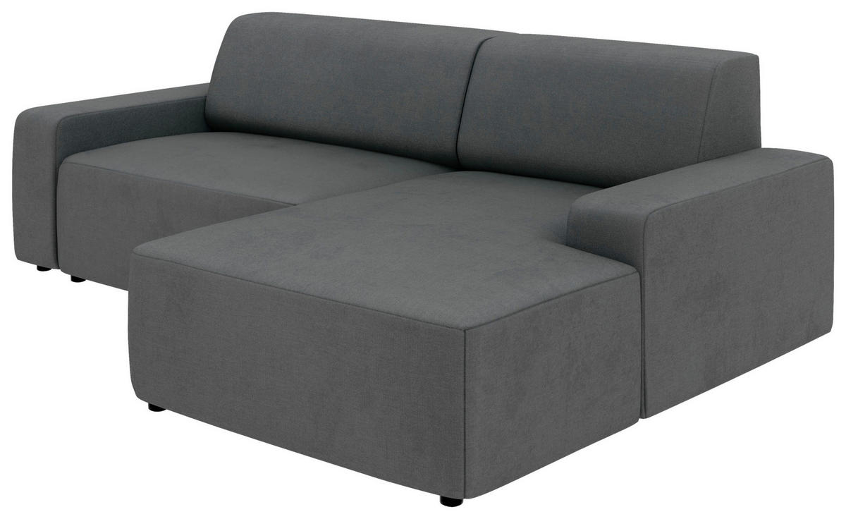 ECKSOFA in Struktur Anthrazit  246/162 cm  - Anthrazit/Schwarz, MODERN, Kunststoff/Textil (246/162cm) - Trendmanufaktur