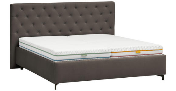 POLSTERBETT gepolstertes Kopfteil, Lattenroste Anthrazit 180/200 cm - Birkefarben/Anthrazit, KONVENTIONELL, Holz/Textil (180/200cm) - Novel