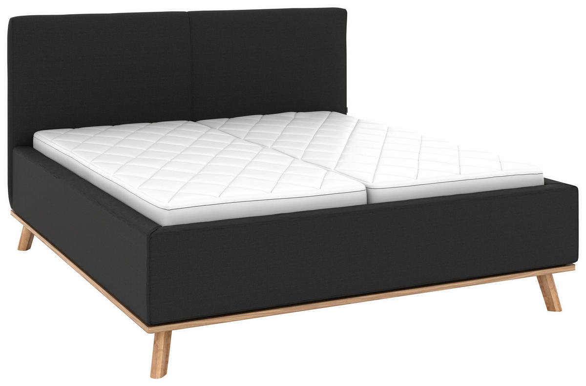 POLSTERBETT 160/200 cm,  in Anthrazit, Matratze, Lattenrost, Bettkasten, H2 + H3 = mittel + fest  - Eichefarben/Anthrazit, Design, Holz/Textil (160/200cm) - Musterring
