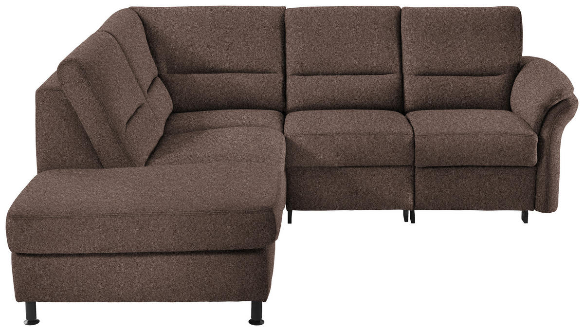 ECKSOFA in Flachgewebe Braun  - Schwarz/Braun, Modern, Textil/Metall (203/227cm) - Beldomo System