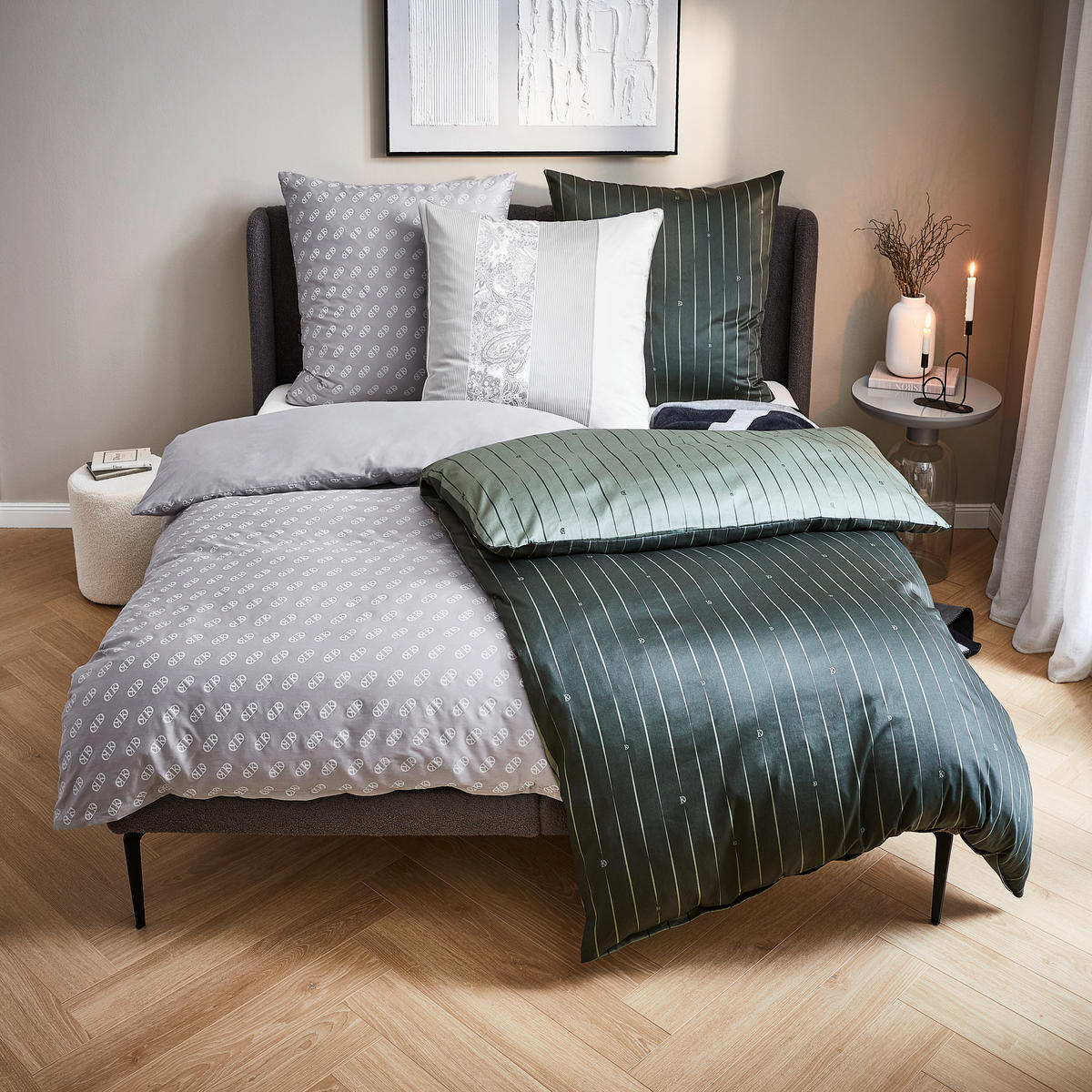 BETTWÄSCHESET 2-teilig Satin 160/210 cm  - Grau, Basics, Textil (160/210cm) - Dieter Knoll