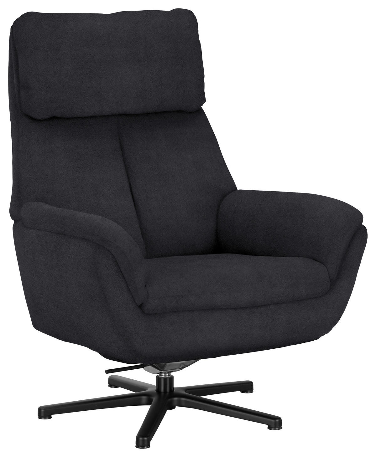 RELAXSESSEL in Textil Anthrazit  - Anthrazit/Schwarz, Design, Textil/Metall (79/108/89cm) - Beldomo Style