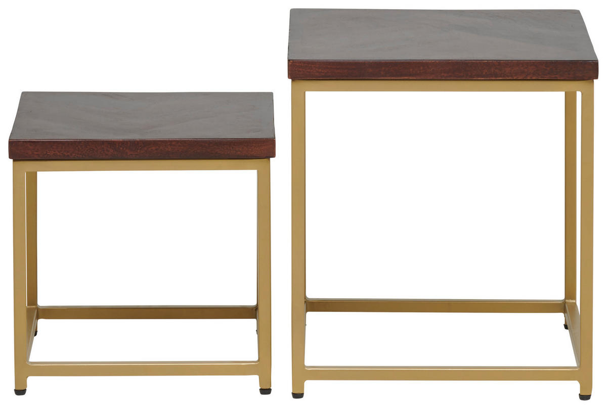 BEISTELLTISCHSET in Holz, Metall  - Goldfarben/Walnussfarben, Design, Holz/Metall (36/31/40/30/36/31cm) - MID.YOU