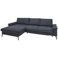 ECKSOFA Graphitfarben Velours  - Schwarz/Graphitfarben, MODERN, Textil/Metall (180/302cm) - Venda