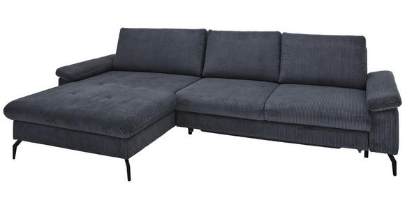 ECKSOFA in Velours Graphitfarben  - Schwarz/Graphitfarben, MODERN, Textil/Metall (180/302cm) - Venda