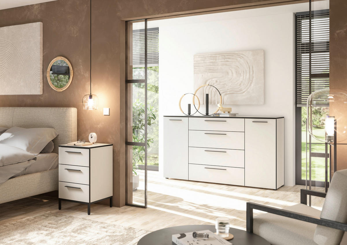 NACHTSCHRANK 45/72,4/40 cm  - Schwarz/Weiß, MODERN, Holzwerkstoff/Metall (45/72,4/40cm)