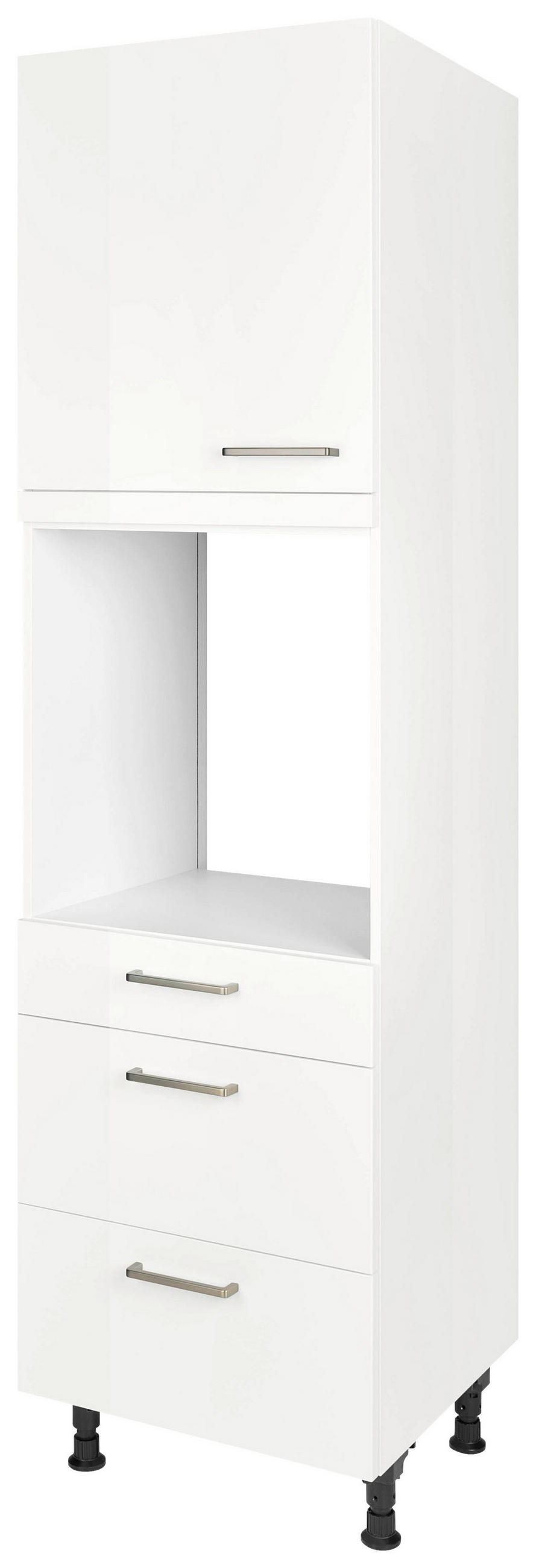 GERÄTEUMBAUSCHRANK 60/216,6/58 cm  in Weiß Hochglanz  - Edelstahlfarben/Weiß Hochglanz, MODERN, Holzwerkstoff/Metall (60/216,6/58cm) - Nobilia