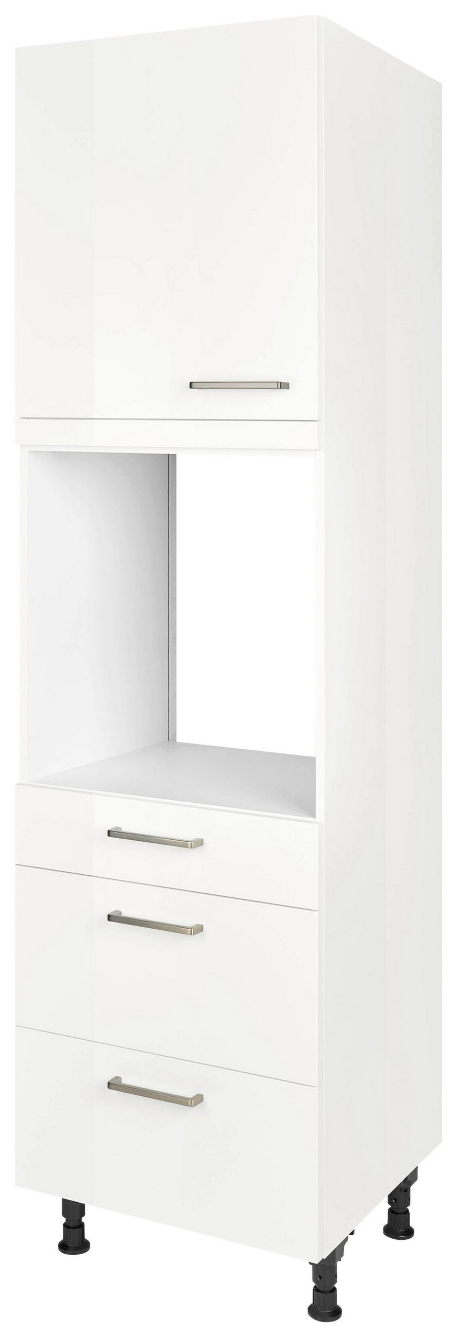 GERÄTEUMBAUSCHRANK 60/216,6/58 cm  Weiss Hochglanz  - Weiss Hochglanz/Edelstahlfarben, Modern, Holzwerkstoff/Metall (60/216,6/58cm) - Nobilia