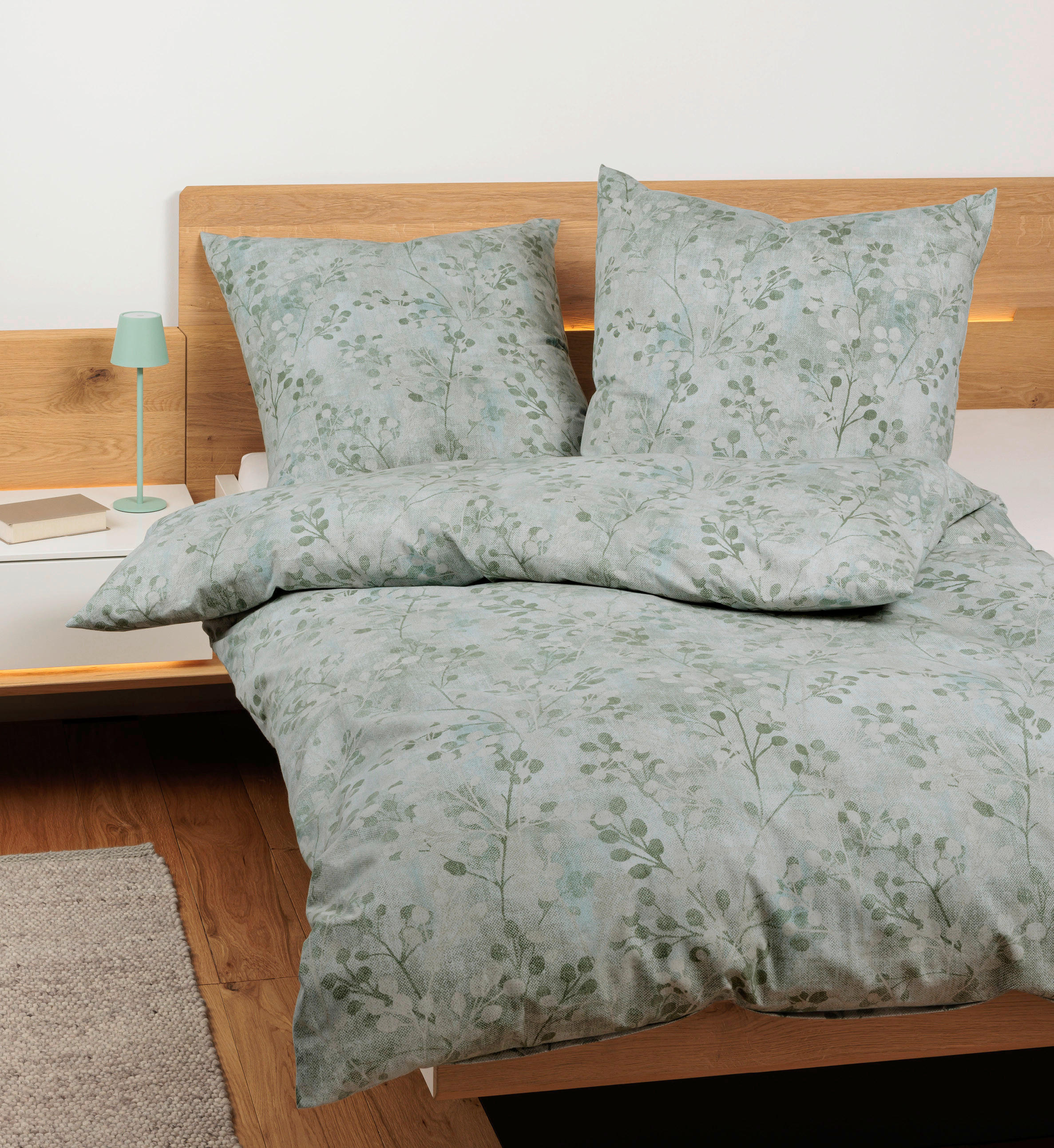BETTWÄSCHE 155/200 cm  - Salbeigrün, Design, Textil (155/200cm) - Janine