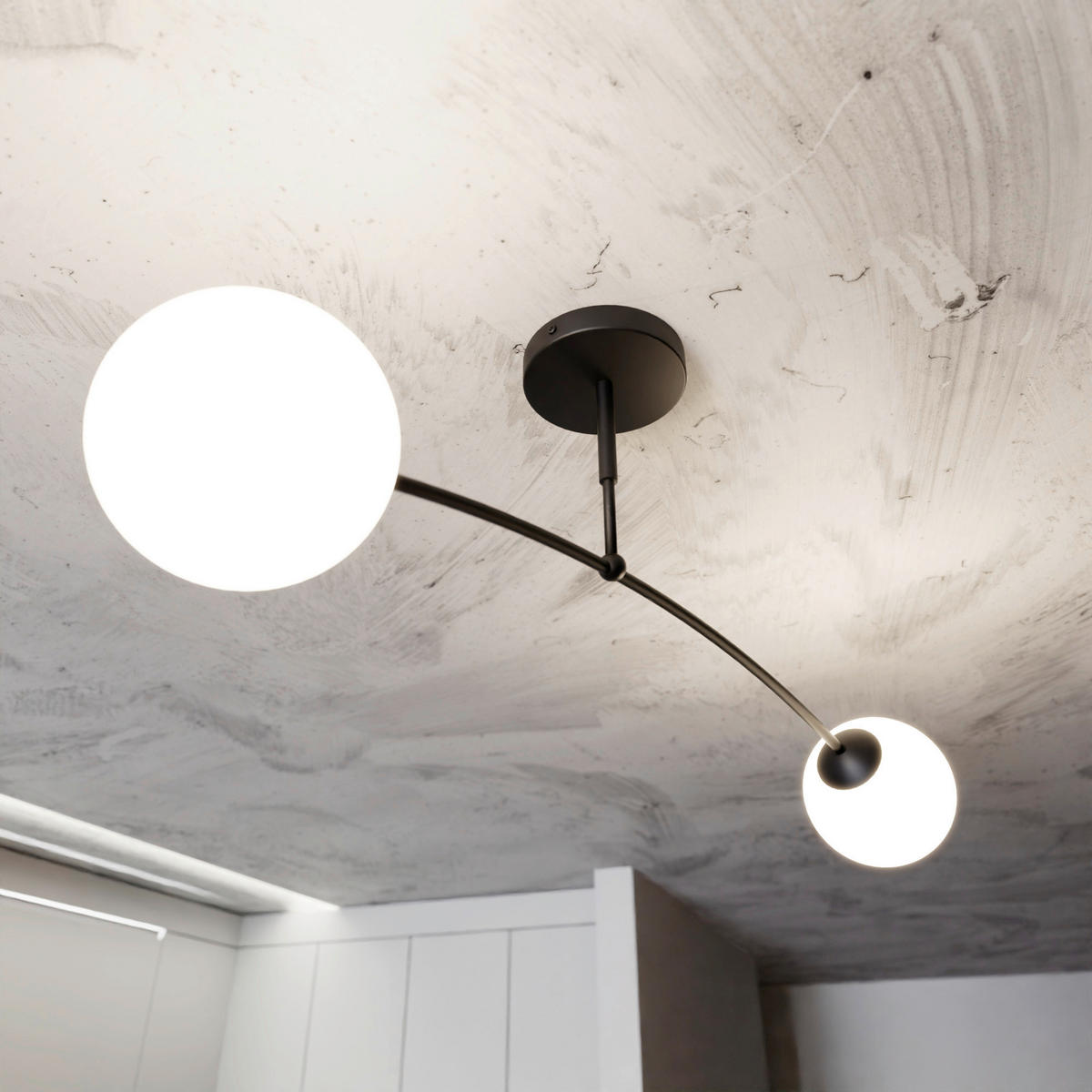 DECKENLEUCHTE 60/14/20 cm  - Schwarz, KONVENTIONELL, Glas/Metall (60/14/20cm)