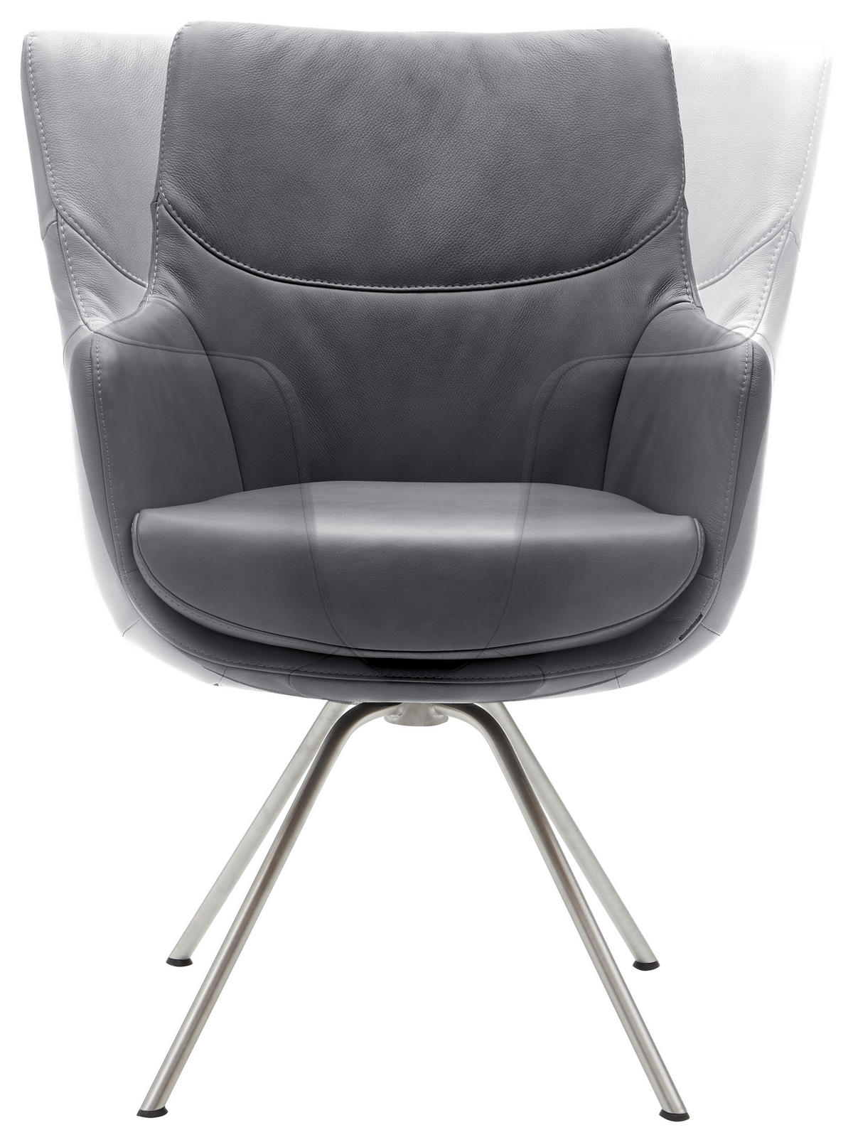 ARMLEHNSTUHL  in Echtleder pigmentiert  - Edelstahlfarben/Dunkelgrau, Design, Leder/Metall (60/90/61cm) - Dieter Knoll
