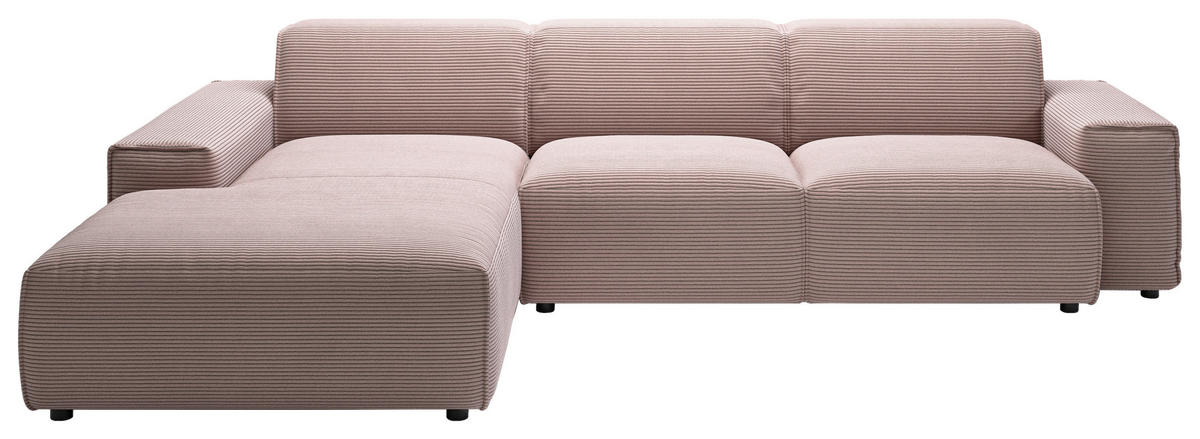 ECKSOFA in Cord Rosa  - Schwarz/Rosa, Design, Kunststoff/Textil (189/300cm) - Pure Home Lifestyle