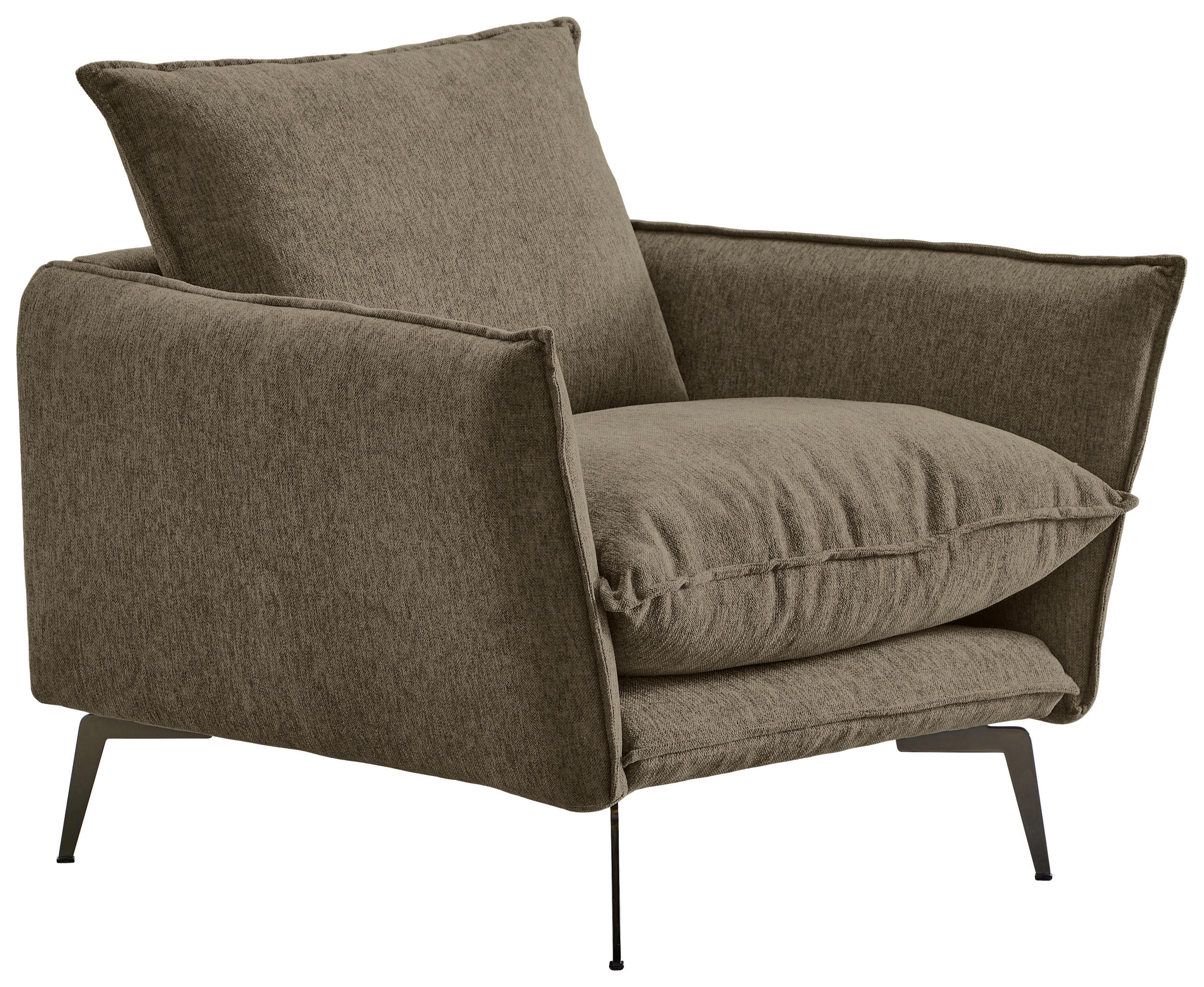 SESSEL Webstoff Braun    - Schwarz/Braun, Design, Textil/Metall (96/84/100cm) - Livetastic