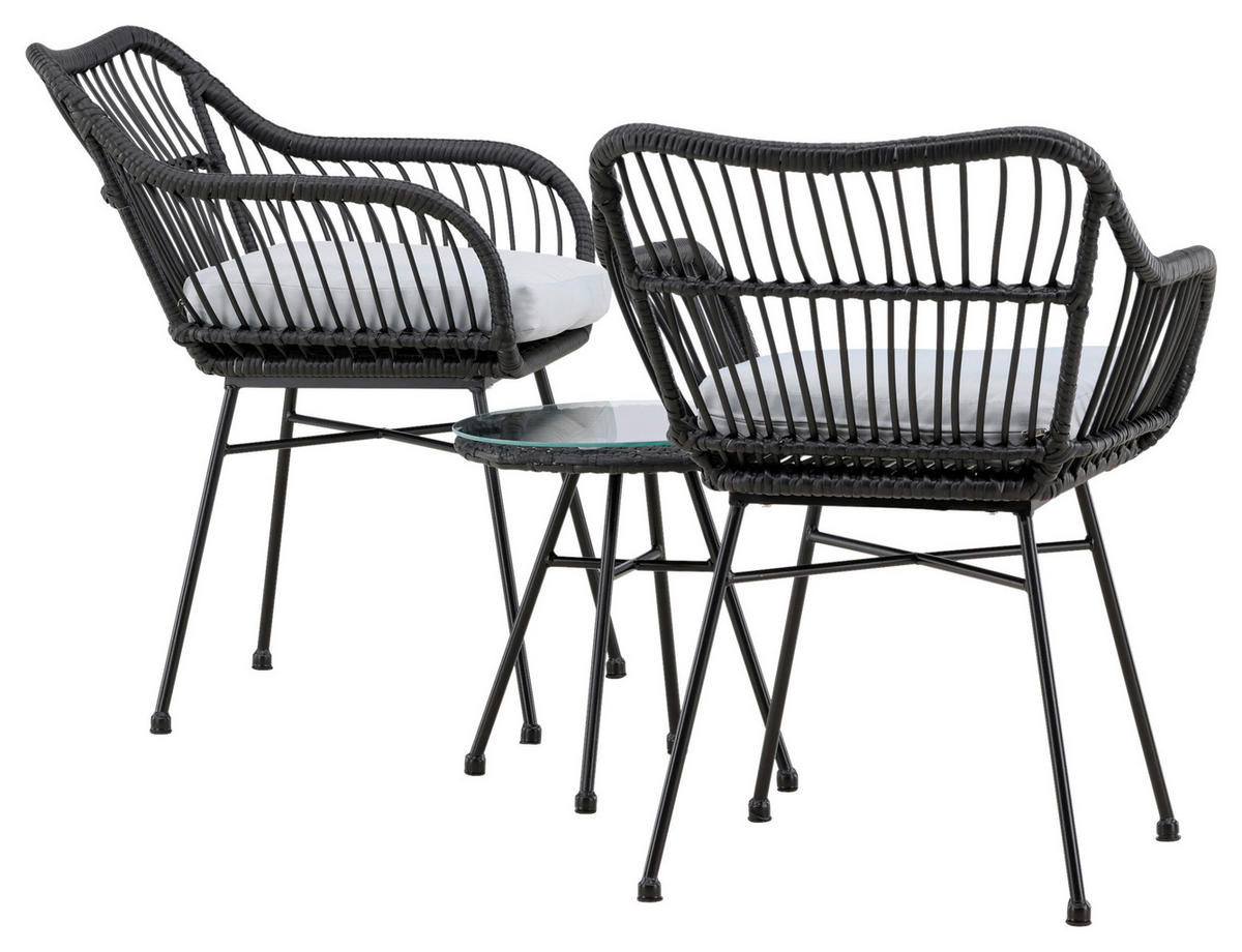 CAFÉSET metall, plast  - svart, Klassisk, metall/plast - Gardenson
