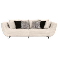 BIGSOFA Flachgewebe Creme, Schwarz, Weiss  - Weiss/Dunkelbraun, Design, Textil/Metall (275/80/123cm) - Stylife