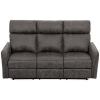 3-SITZER-SOFA Mikrofaser Grau  - Schwarz/Grau, Design, Holz/Kunststoff (185/105/93cm) - Livetastic