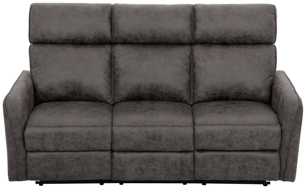 3-SITZER-SOFA Mikrofaser Grau  - Schwarz/Grau, Design, Holz/Kunststoff (185/105/93cm) - Livetastic