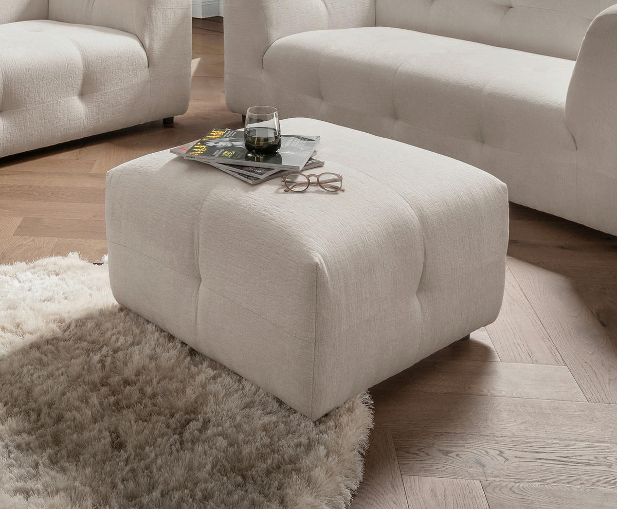 HOCKERTextil Weiss  - Weiss/Schwarz, Design, Kunststoff/Textil (72/44/72cm) - Livetastic