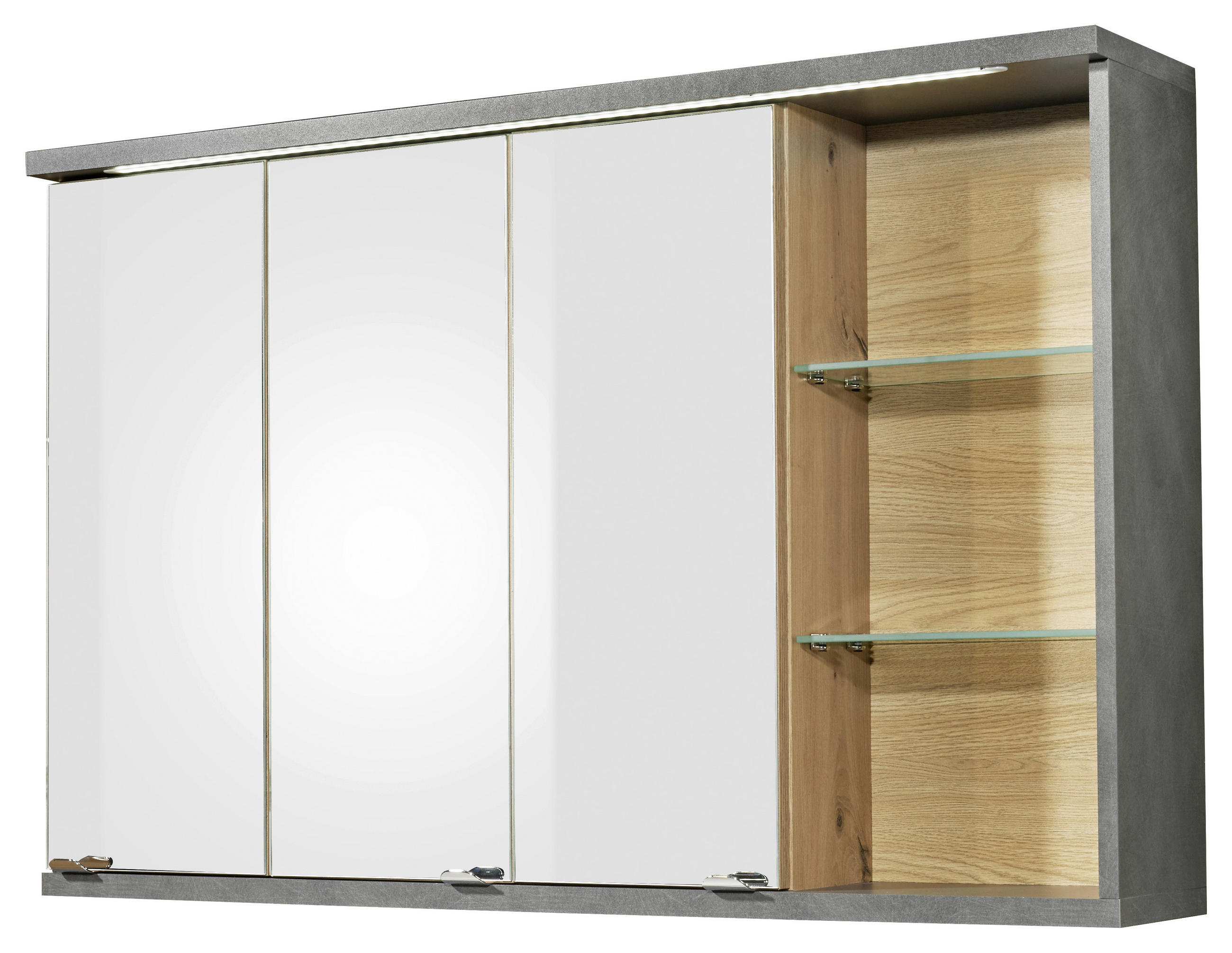 DULAP CU OGLINDĂ 110/70/21 cm  - culoare crom/stejar Artisan, Konventionell, plastic/sticlă (110/70/21cm) - Xora