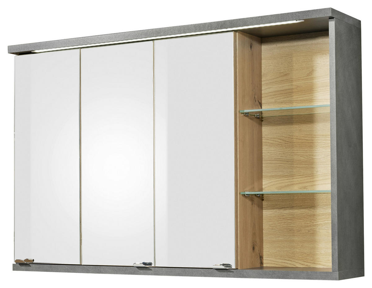 DULAP CU OGLINDĂ 110/70/21 cm  - culoare crom/stejar Artisan, Konventionell, plastic/sticlă (110/70/21cm) - Xora