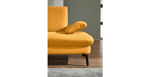 ECKSOFA in Chenille, Mikrofaser Currygelb 157/299 cm - Currygelb/Schwarz, Design, Textil/Metall (157/299cm) - Dieter Knoll