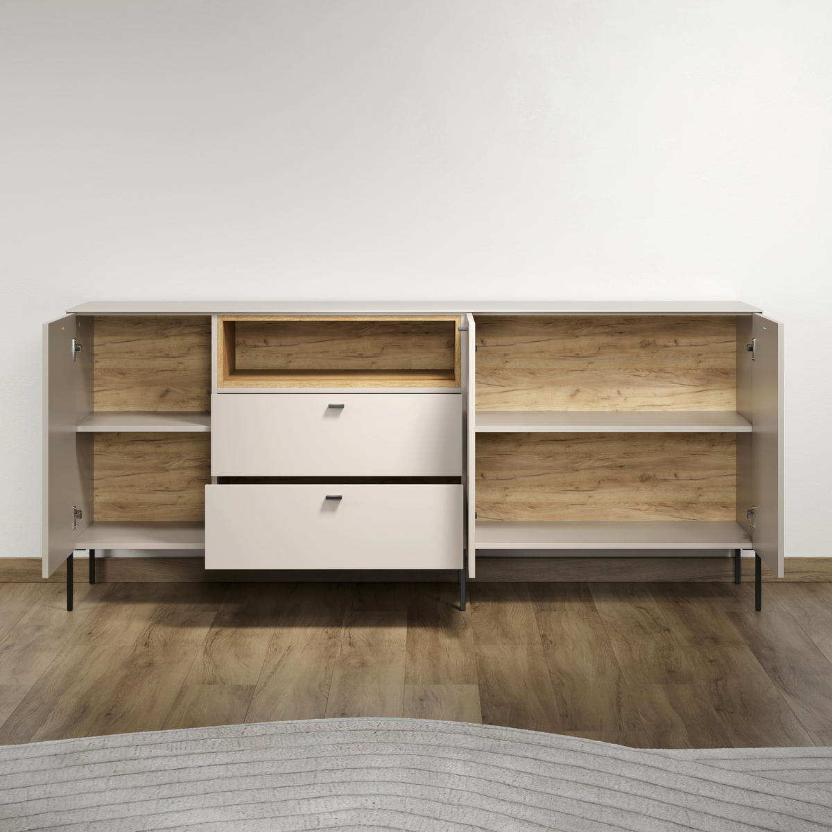 SIDEBOARD Sao Paulo WO 197/85/42 cm 2 Schublade(n)  - Kaschmir/Eichefarben, Basics, Holzwerkstoff/Metall (197/85/42cm) - MID.YOU