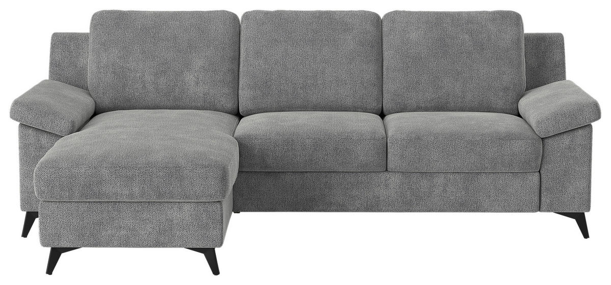 ECKSOFA in Chenille Grau  - Schwarz/Grau, Konventionell, Textil/Metall (156/245cm) - Cotta