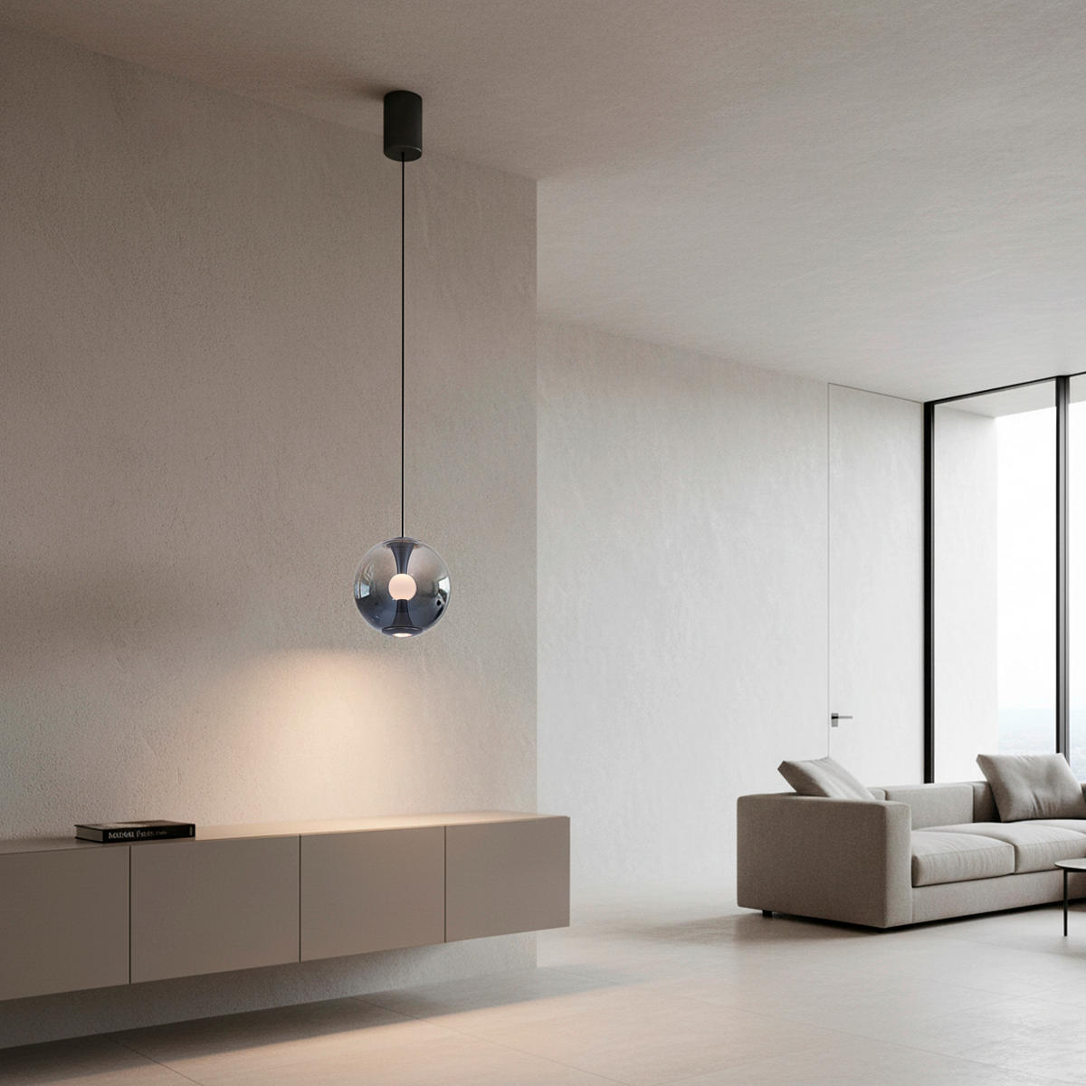 LED-PENDELLEUCHTE PURE Glow 20/80-200 cm   - Grau, MODERN, Glas/Kunststoff (20/80-200cm) - Neuhaus PURE