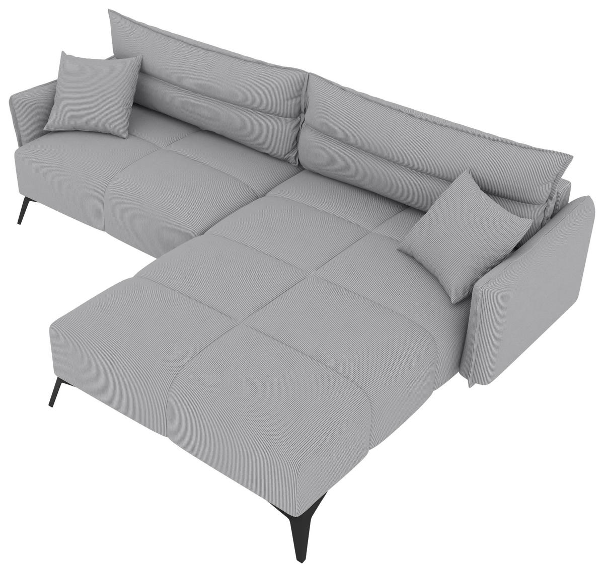 ECKSOFA in Cord Hellgrau  253/180 cm  - Hellgrau/Schwarz, KONVENTIONELL, Textil/Metall (253/180cm) - Carryhome