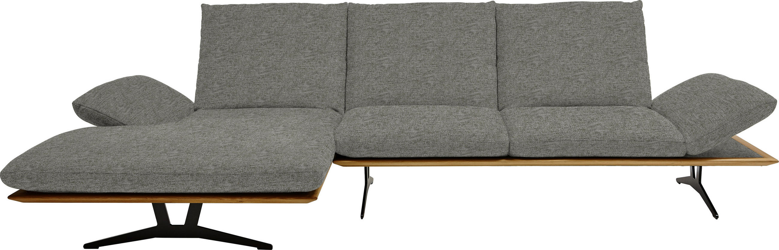 ECKSOFA in Flachgewebe Grau  159/314 cm  - Schwarz/Grau, Design, Holz/Textil (159/314cm) - Dieter Knoll