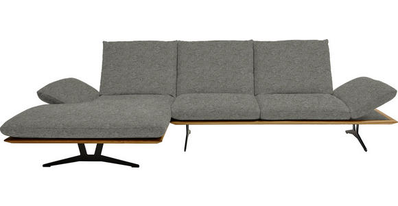 ECKSOFA in Flachgewebe Grau  - Schwarz/Grau, Design, Holz/Textil (159/314cm) - Dieter Knoll